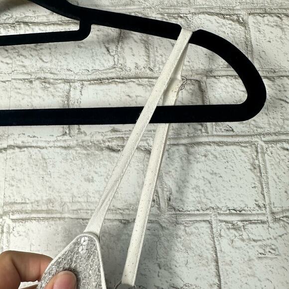 Anthropologie Ett:twa Claudette Jumpsuit Romper Sequin Crop Gray 14 - Picture 10 of 14